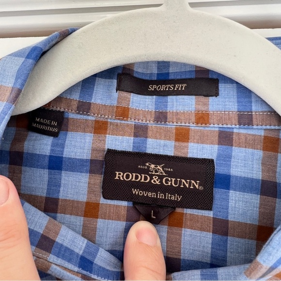 Rodd & Gunn Men’s long Sleeve Button Up Shirt Fall Brown & Blue Plaid Size Large - Picture 2 of 8